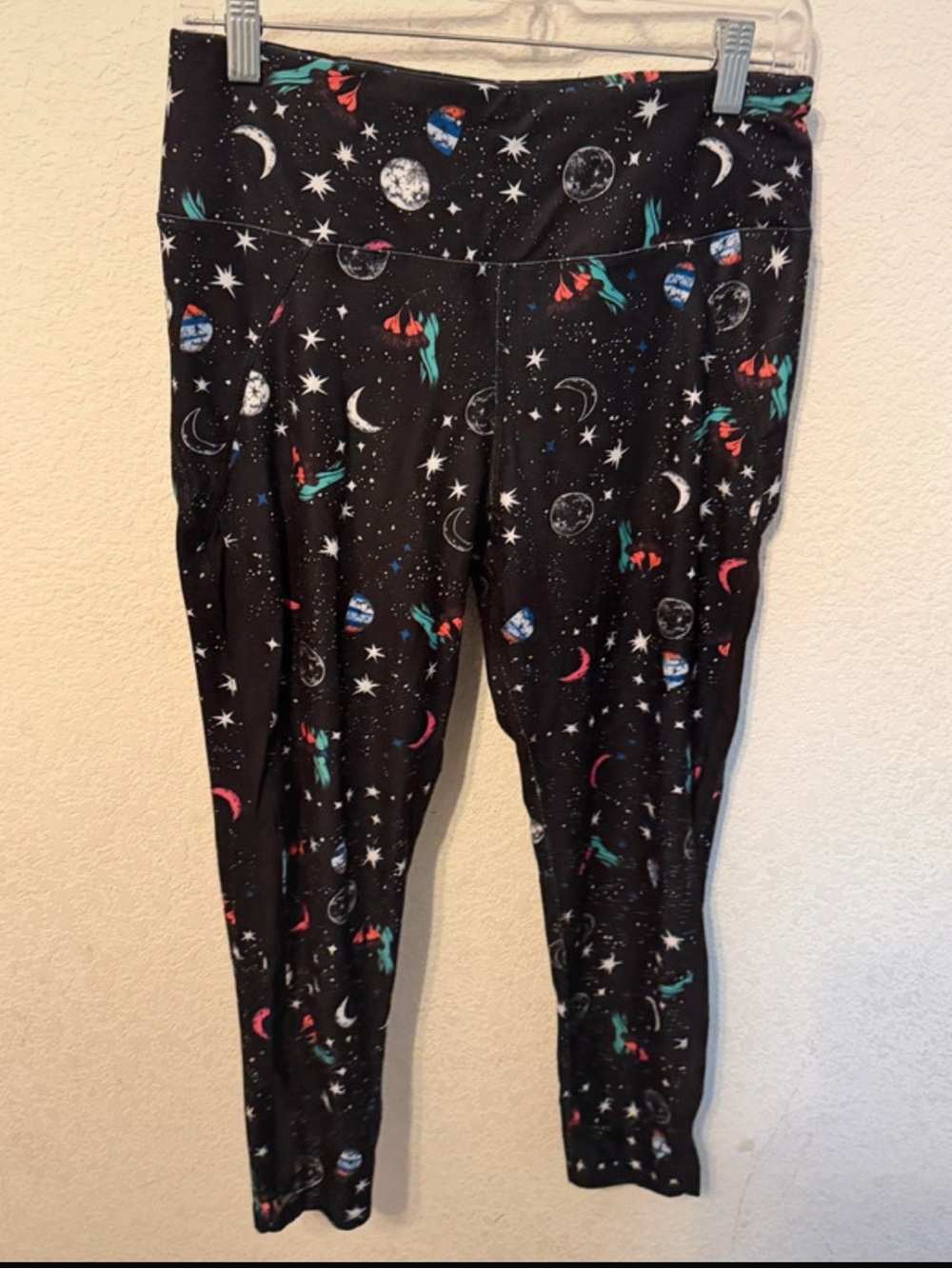 Betsey Johnson Black Space & Planet  Leggings